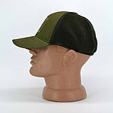 Класична зимова тактична комбінована бейсболка в камуфляжі олива з велкро і Тризубом, фото 4