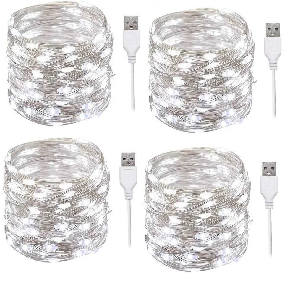 Гірлянда крапля роси usb оптом 100 led нитка довжина 10м c USB для 5v, від powerbank, біле світло