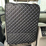 Накидка на спинку сидіння автомобіля захист від брудних ніжок з кишенею з перфорованої Екошкіри Чорна, фото 3