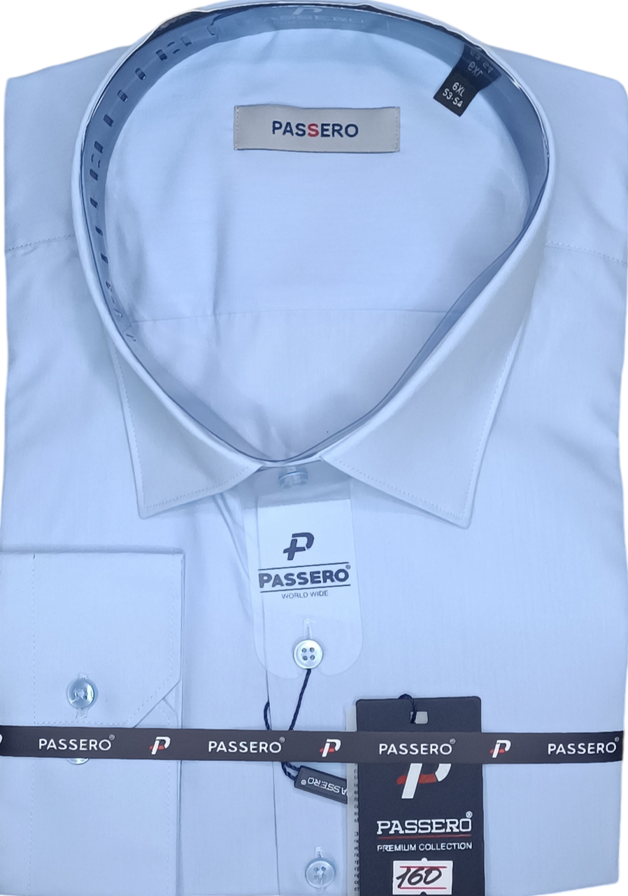 Чоловічі сорочки баталів велетні Passero vd-0160 блакитна класична, сорочки чоловічі великі розміри ошатні 9XL