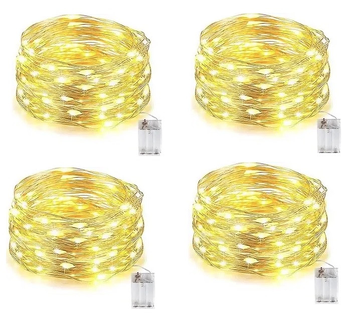 Светодиодная гирлянда оптом Капля Росы 200 LED, 20м теплый белый свет, батарейки 3 АА