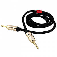 Кабель AUX 3.5 mm Walker A720 Кутовий Lux Black
