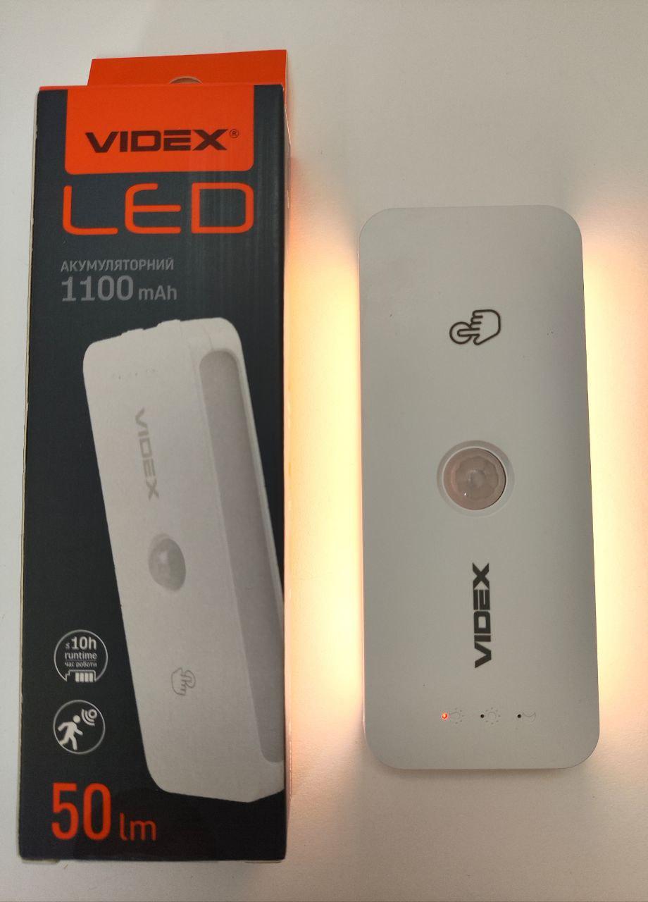 LED Світильник аварійний акумуляторний з датчиком руху VIDEX VL-NL053W-S 3000-6500К 50Лм 3.7V 1100mAh
