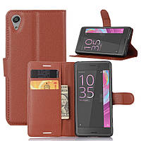 Чохол-книжка Litchie Wallet для Sony Xperia X F5122 Коричневий