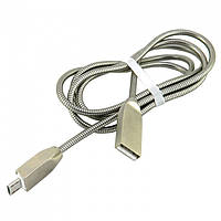Дата кабель micro USB to USB Walker C730 metal Silver