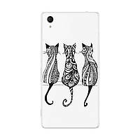 Чохол з малюнком Printed Silicone для Sony Xperia M4 Aqua Три Кота