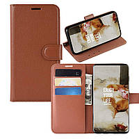 Чохол-книжка Litchie Wallet для Samsung J810 Galaxy J8 2018 Коричневий