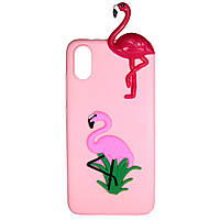 Чехол Cartoon 3D Case для Apple iPhone X / XS Фламинго