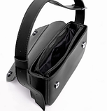 Елегантний жіночий клатч чорний якісна маленька сумка на плече сумка з плечовим ременем з екошкіри сумка, фото 10