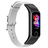 Ремінець Leather Strap для Huawei Band 4 / Honor Band 5i White