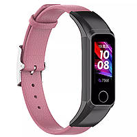 Ремінець Leather Strap для Huawei Band 4 / Honor Band 5i Pink