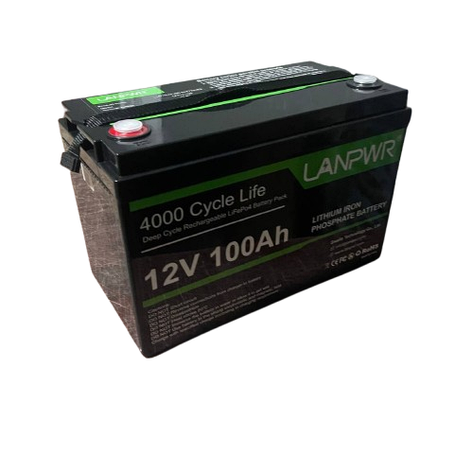 Акумулятор LanPWR LiFePO4 12V/100AH, bluetooth, 100A (1280W*h) (літій-залізо-фосфатний акумулятор для ДБЖ), фото 1