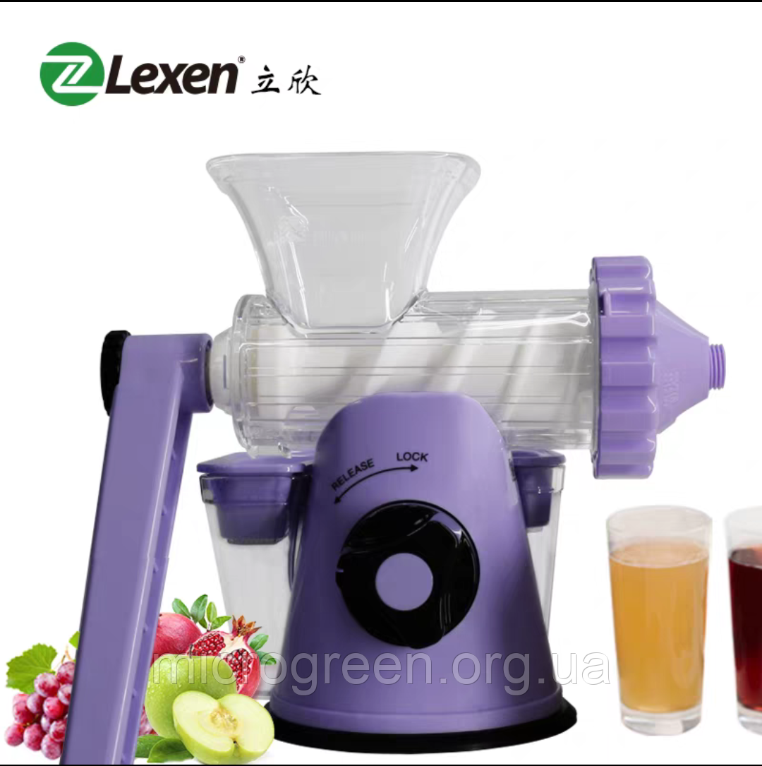 Соковитискач Lexen Healthy Juicer Manual (Фіолетовий) для соку пшениці та фруктів