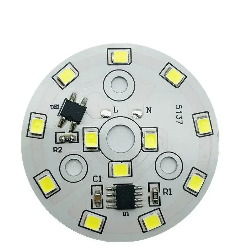 Світлодіодний LED-модуль 5 Вт, 44 мм AC220В плата для ремонту ламп 5 Вт, теплий білий, фото 1