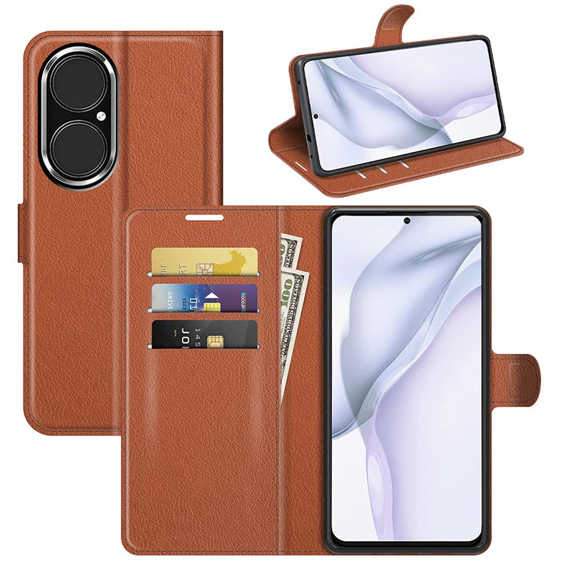 Чохол-книжка Litchie Wallet для Huawei P50 Brown