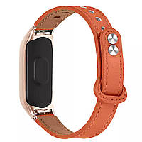 Ремінець Leather Strap для Xiaomi Mi Band 7 Orange