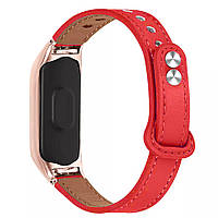 Ремінець Leather Strap для Xiaomi Mi Band 7 Red