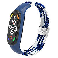 Ремінець Braided Nylon Strap для Xiaomi Mi Band 3 / 4 / 5 / 6 / 7 Blue White