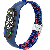Ремінець Braided Nylon Strap для Xiaomi Mi Band 3 / 4 / 5 / 6 / 7 Blue Red