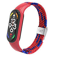 Ремінець Braided Nylon Strap для Xiaomi Mi Band 3 / 4 / 5 / 6 / 7 Red Blue