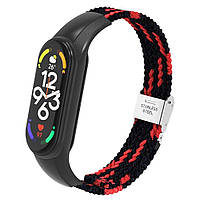 Ремінець Braided Nylon Strap для Xiaomi Mi Band 3 / 4 / 5 / 6 / 7 Black Red