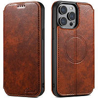 Чохол-книжка Suteni Magsafe Leather Case для Apple iPhone 15 Pro Max Brown