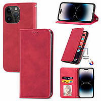 Чохол-книжка Skin Feel Leather Wallet для Apple iPhone 15 Pro Max Red