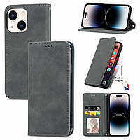 Чохол-книжка Skin Feel Leather Wallet для Apple iPhone 15 Grey