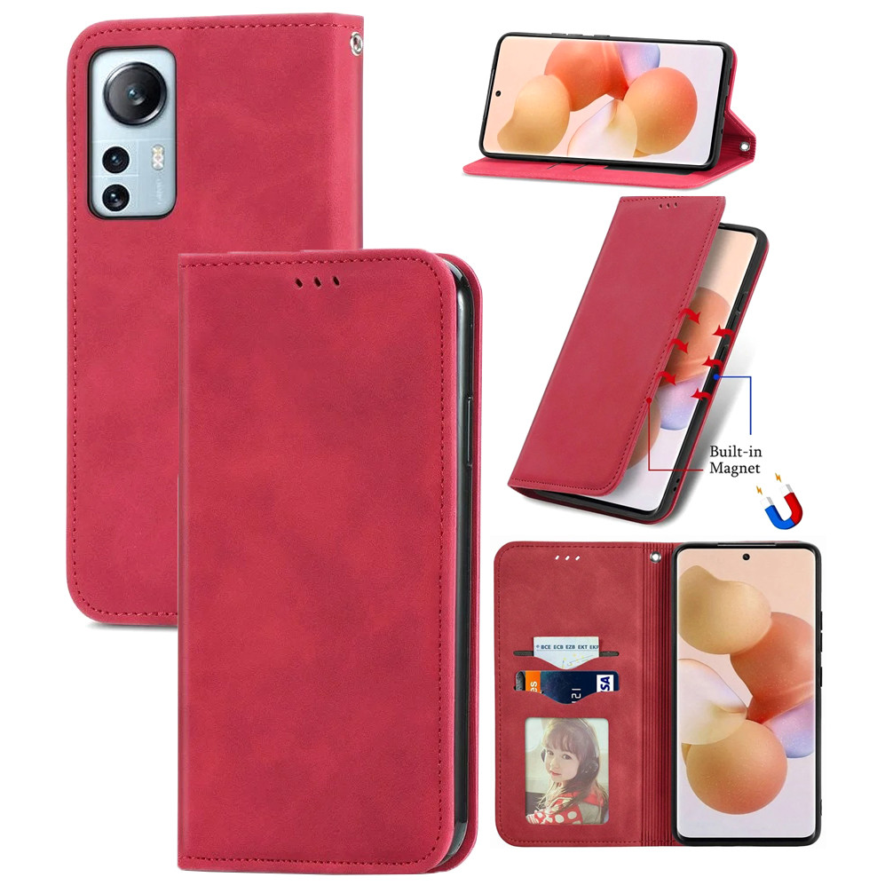 Чохол-книжка Skin Feel Leather Wallet для Xiaomi 12 Lite Red
