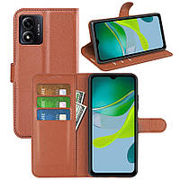 Чохол-книжка Litchie Wallet для Motorola E13 Brown