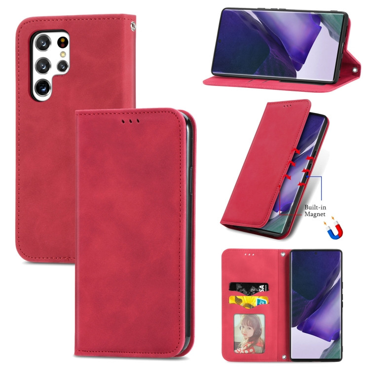 Чохол-книжка Skin Feel Leather Wallet для Samsung Galaxy S22 Ultra Red, фото 1