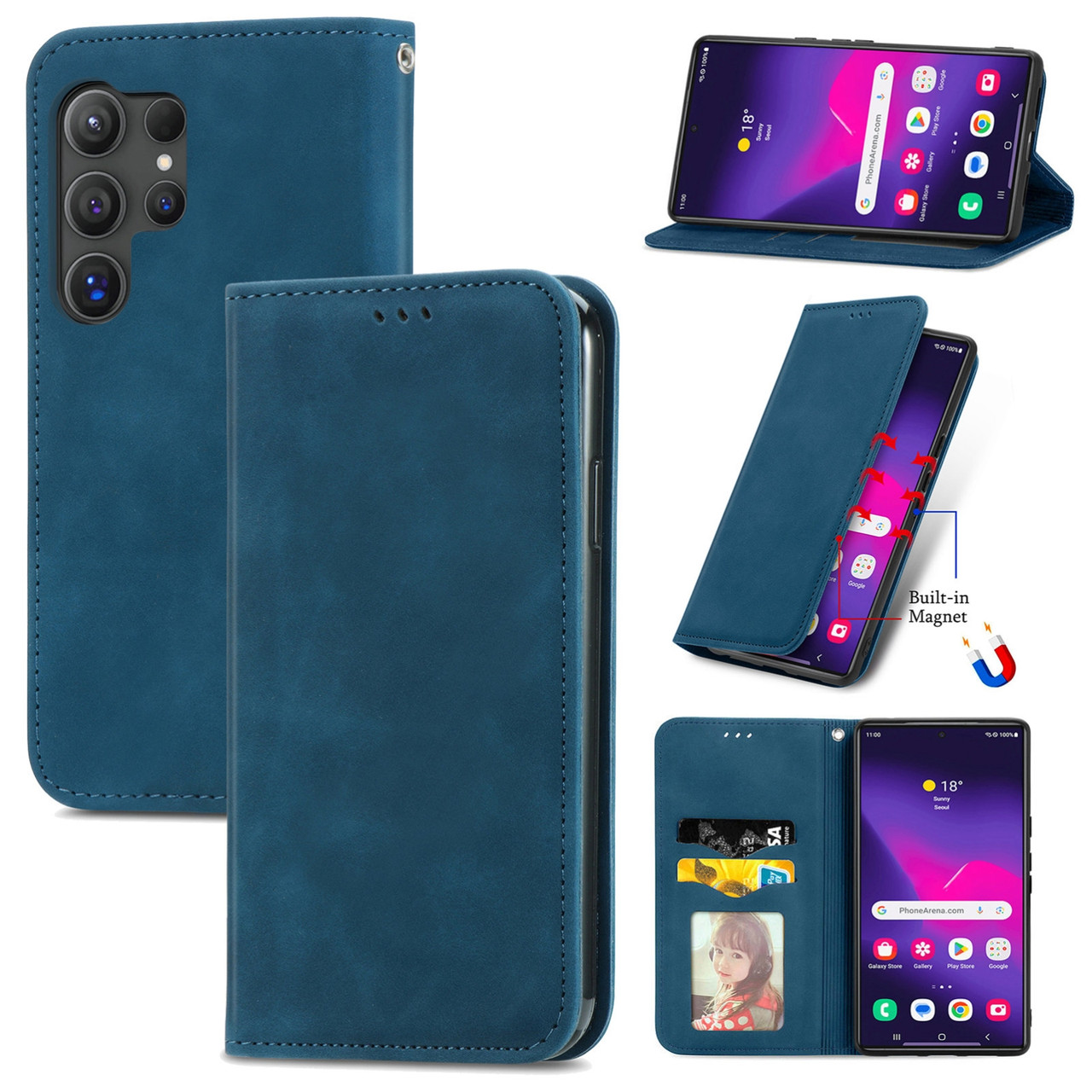 Чохол-книжка Skin Feel Leather Wallet для Samsung Galaxy S24 Ultra Blue