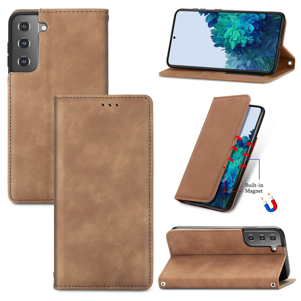 Чохол-книжка Skin Feel Leather Wallet для Samsung Galaxy S21 Plus Brown