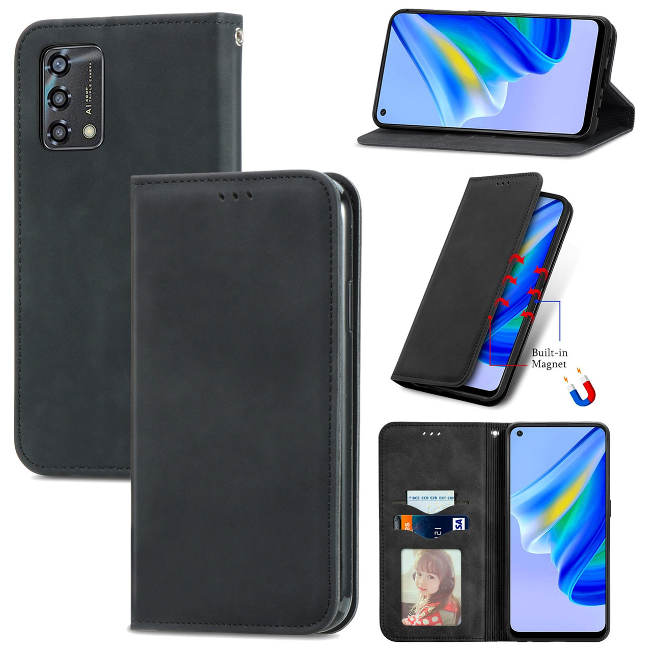 Чохол-книжка Skin Feel Leather Wallet для Oppo A74 Black