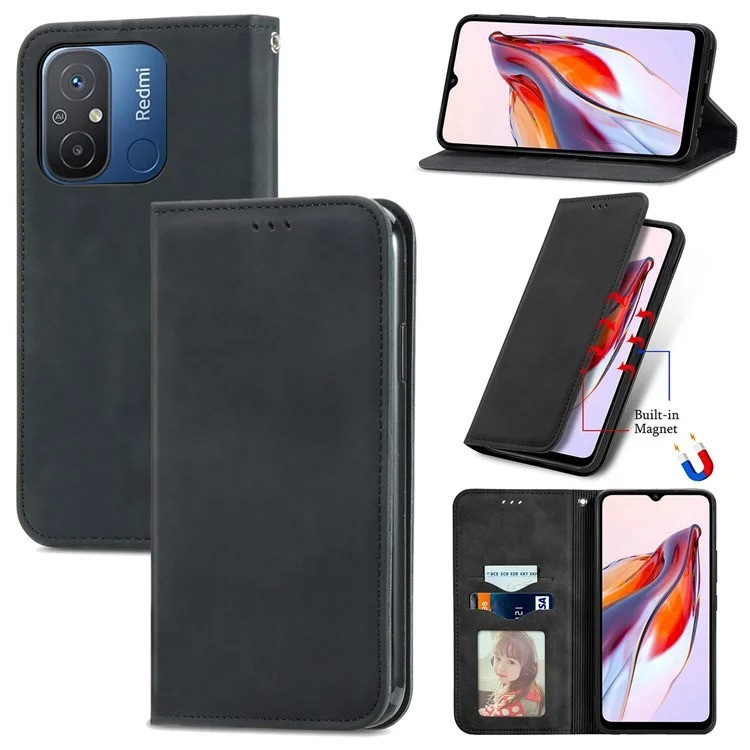 Чохол-книжка Skin Feel Leather Wallet для Xiaomi Redmi 12C / 11A / Poco C55 Black