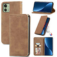 Чохол-книжка Skin Feel Leather Wallet для Motorola Edge 40 Brown