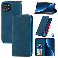 Чохол-книжка Skin Feel Leather Wallet для Motorola Edge 40 Pro Blue