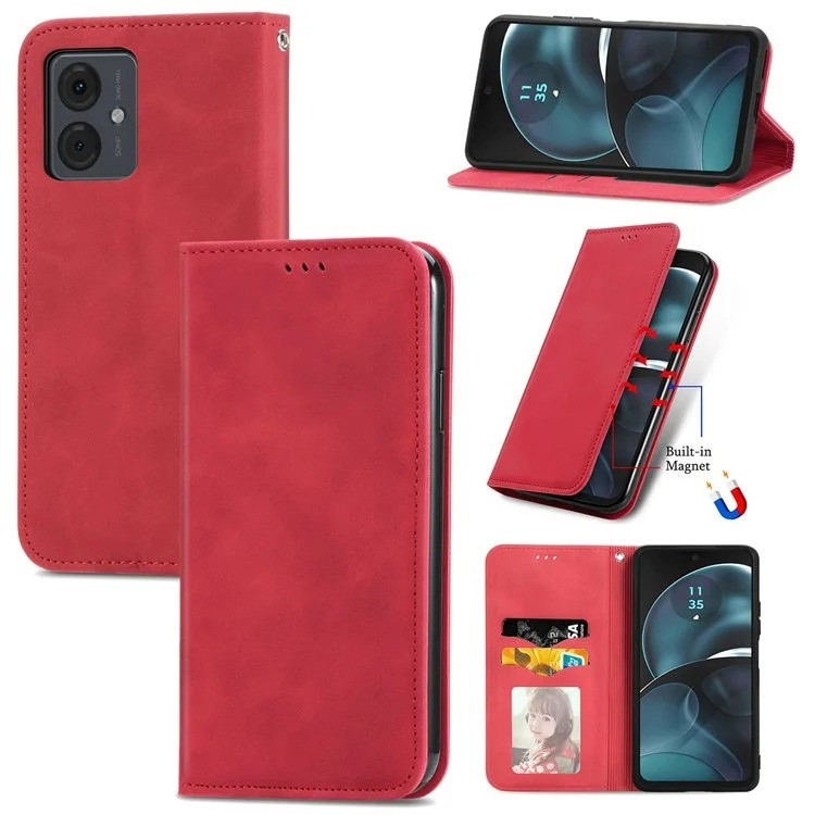 Чохол-книжка Skin Feel Leather Wallet для Motorola G14 Red