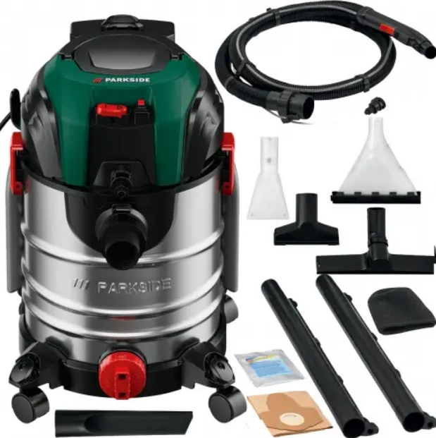 Пилосос будівельний промисловий для майстерні Parkside PWS 20 C2 зі сильним всмоктуванням об'єм 20 л, фото 1