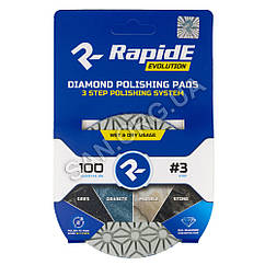 Алмазний шліфувальний круг (Черепашка) для плитки Триступеневий №3 (400,800,1000) 100 мм RapidE