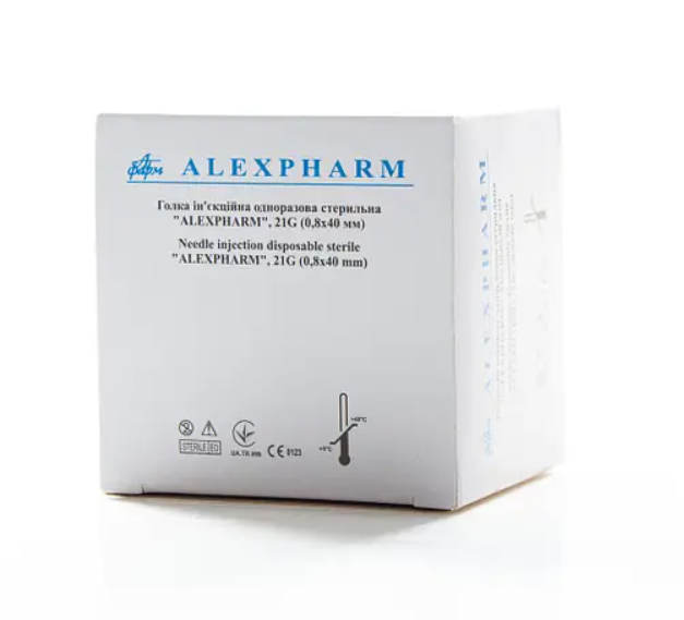 Голка 21G (0,8x40 мм) ін'єкційна одноразова стерильна "Alexpharm"