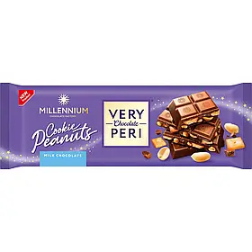 Шоколад молочний Millennium Very Peri з начинкою, печивом та арахісом 270 г