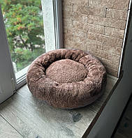Лежанка будиночок лежак для кішки собаки спальне місце підстилка подушка гамак для собаки кота коричневий 50 см
