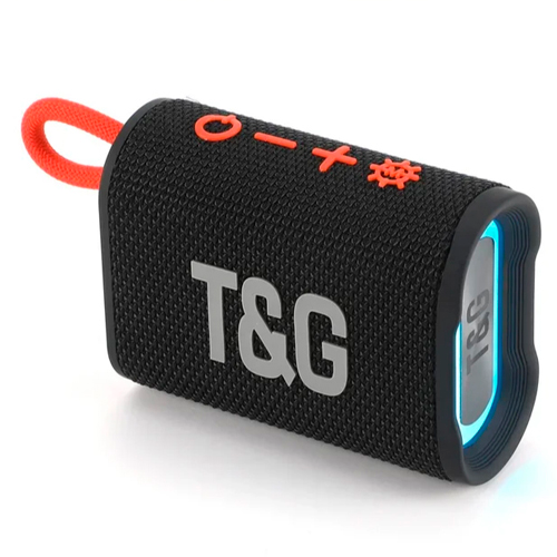 Портативна Bluetooth колонка TG396 з RGB підсвічуванням і функцією гучного зв'язку, радіо, чорна, фото 1
