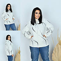 Жіноче тепле коротке пальто-піджак великих розмірів із вовни альпака з капюшоном р.54-58. Арт-3668/39