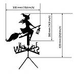 Флюгер Відьмочка на метлі, флюгер на дах Баба яга з металу 2 мм., фото 2