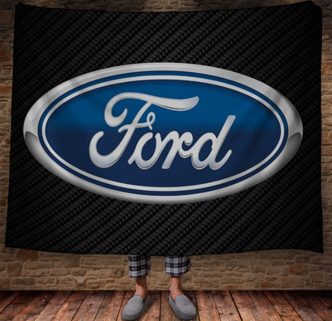 Плед з принтом логотип, авто, автівка, подарунок водію Ford 150х200 см., фото 1