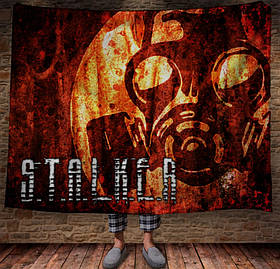 Плед з принтом сталкер 2, подарунок фанату гри, лого 150х200 см.