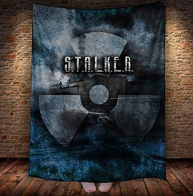 Плед з принтом сталкер 2, подарунок фанату гри, Чорнобиль, лого 150х200 см.