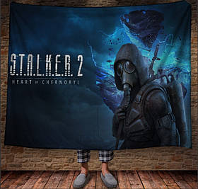 Плед з принтом сталкер 2, подарунок фанату гри, Чорнобиль, лого 3 150х200 см.